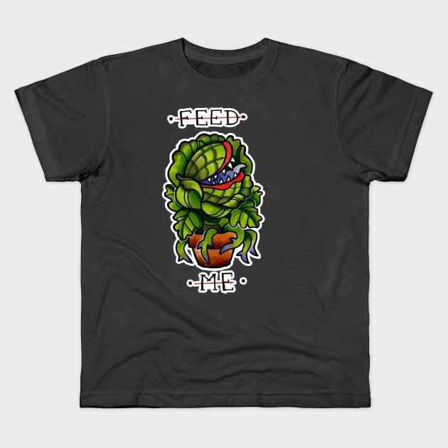 Audrey II "FEED ME" Kids T-Shirt by alekivz